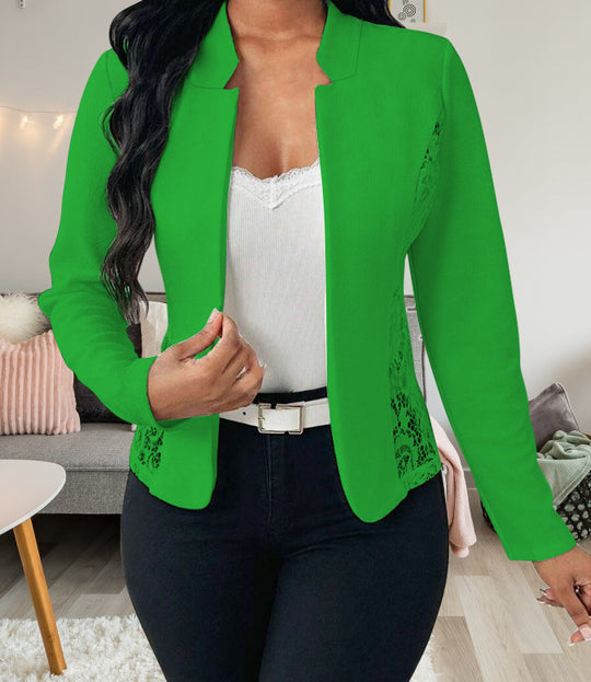 Damen Elegante Blazerjacke mit feinen Häkelverzierungen EB