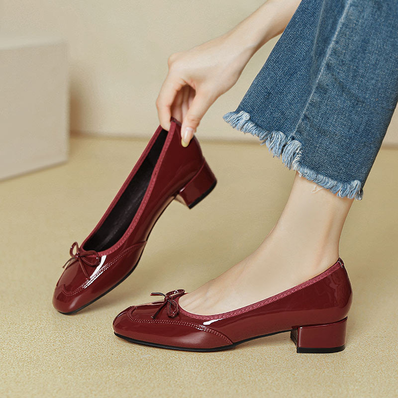 Damen elegante Ballerinas mit dekorativem Schleifendetail EB