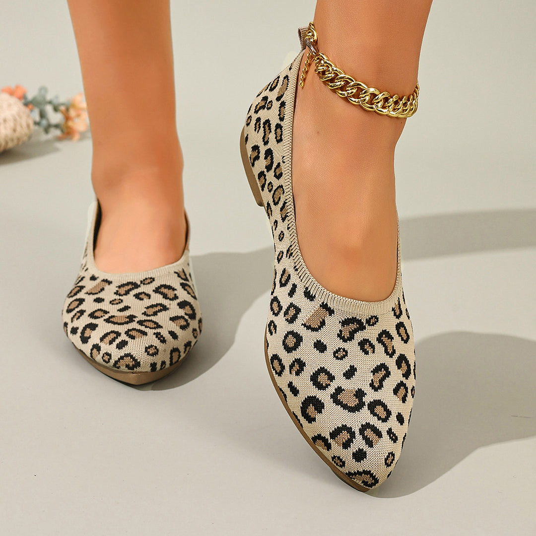 Damen Ballerinas mit elegantem Leopardenmuster und weichem Fußbett EB