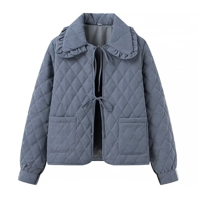 Damen Steppjacke mit großem Kragen und praktischen Taschen EB