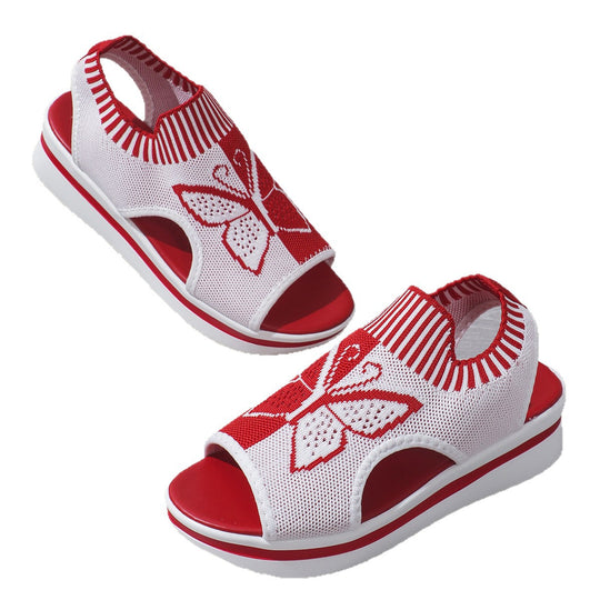 Damen Schnürsandalen mit dekorativem Schmetterlingsdesign und rutschfester Sohle EB