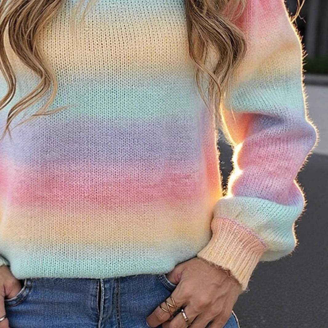 Damen modischer Pullover mit sanften Farbverlauf und relaxed Fit EB