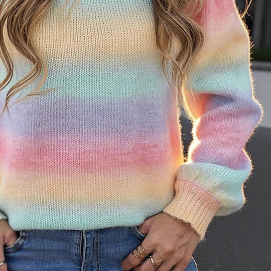 Damen modischer Pullover mit sanften Farbverlauf und relaxed Fit EB