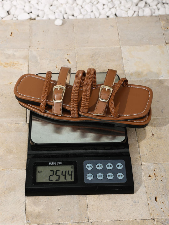Damen Komfortable Riemensandalen mit geflochtenem Design EB