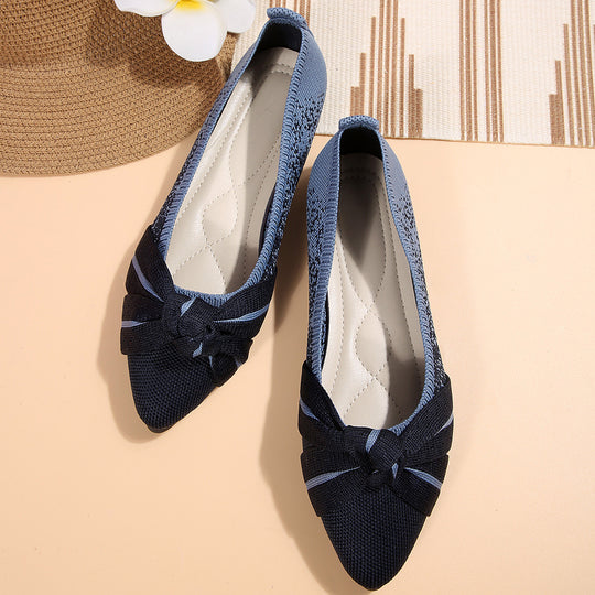 Damen modische Ballerinas mit flexiblem Fußbett und eleganter Schleifenverzierung EB