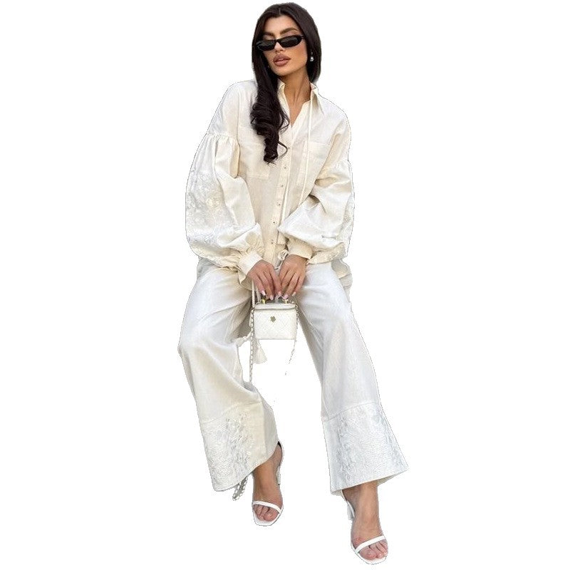 Damen lässige Loungewear-Kombination mit geblümtem Design EB