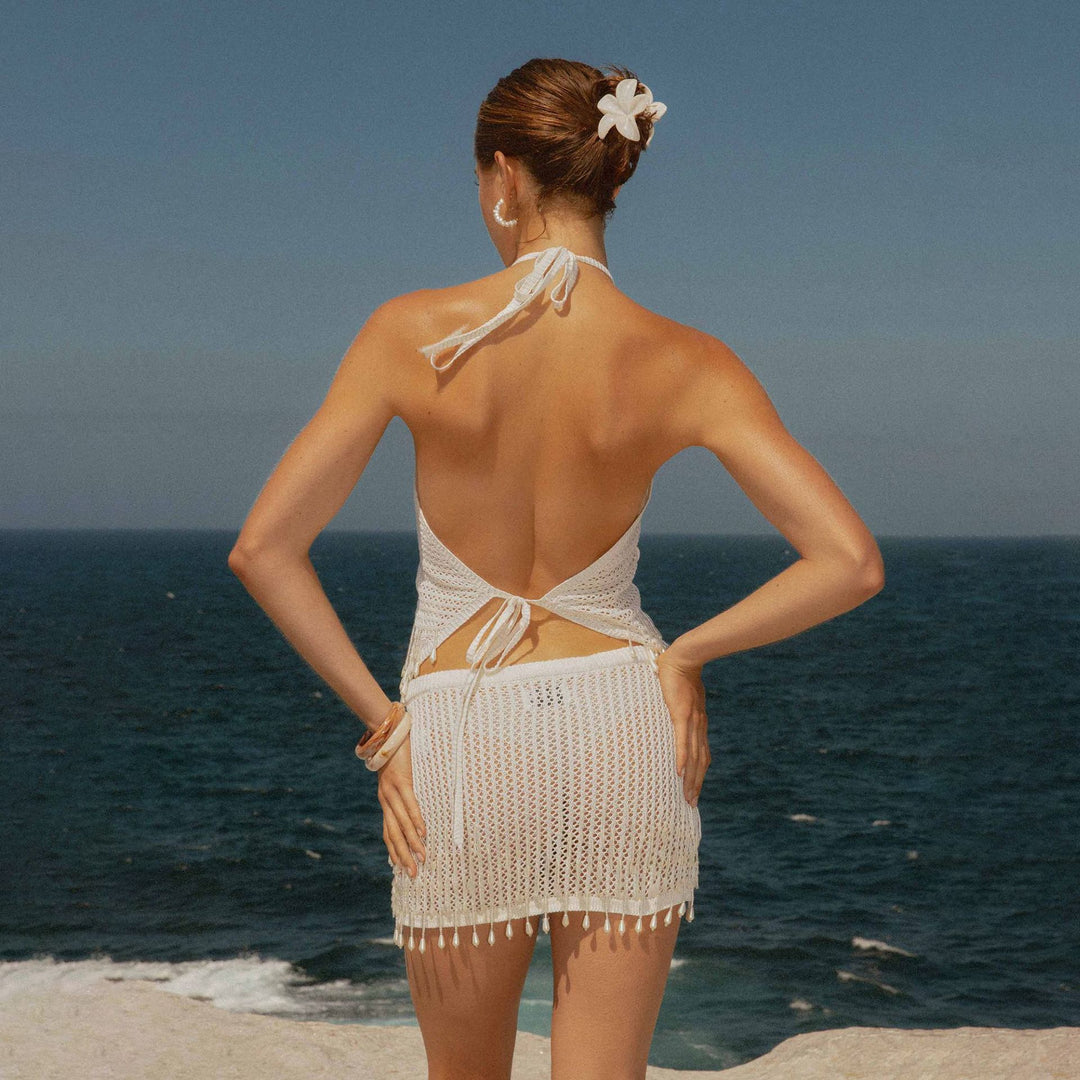 Damen Strandkleid mit Fransen EB
