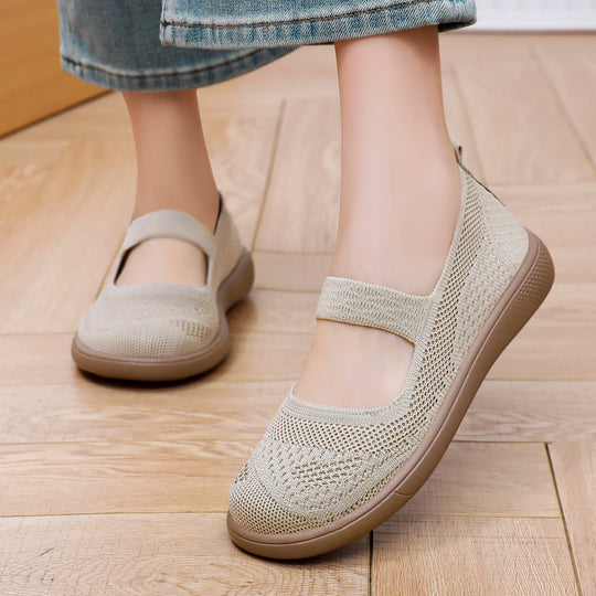 Damen Komfortable und atmungsaktive Ballerinas mit elastischem Riemen EB