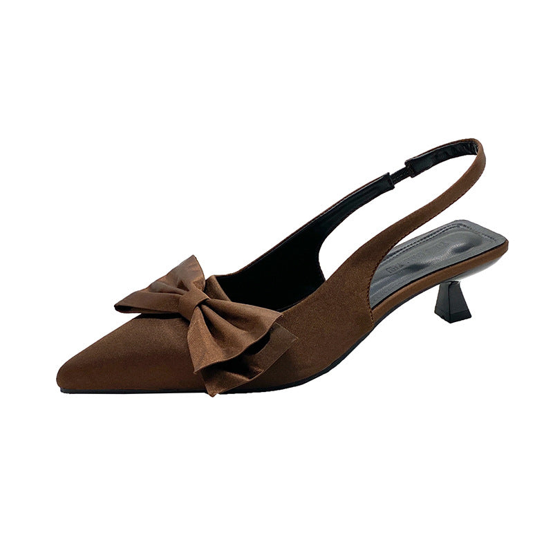 Damen Slingback-Pumps mit dekorativer Schleife und hochwertiger Velours-Oberfläche EB