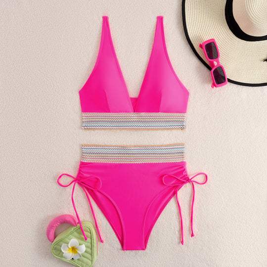 Damen Hochtailliertes Bikini-Set mit trendigen Schnürdetails EB