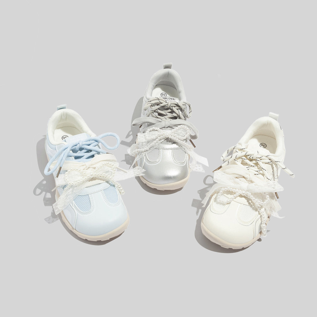 Damen Sportliche Sneaker mit stilvollen Perlenapplikationen und atmungsaktivem Obermaterial EB