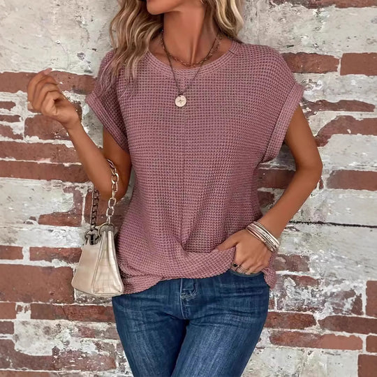 Damen lässiges Waffelstrickshirt EB