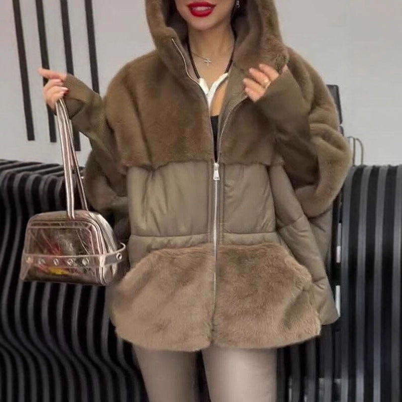Damen Fleece-Wendejacke mit voluminösem Schnitt und hohem Kragen EB