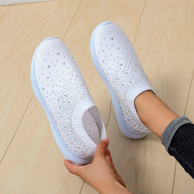 Damen Sneaker mit funkelnden Strassdetails und atmungsaktivem Obermaterial EB