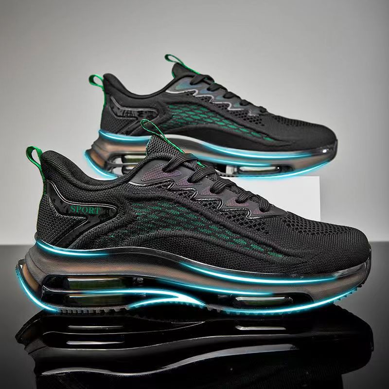 Unisex atmungsaktive Strick-Laufsneaker mit sichtbarer Luftkammer, verstärkter Ferse und rutschfester Profilsohle EB