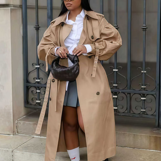 Damen wasserabweisender Trenchcoat mit Taillengürtel EB
