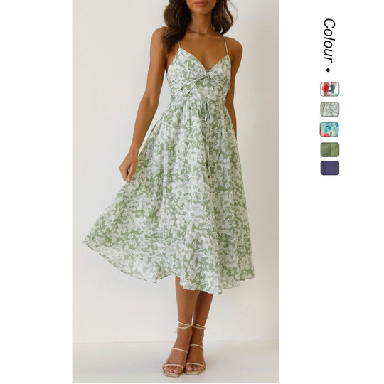 Damen Midikleid mit elegantem Wickeldesign und floralem Mustermix EB