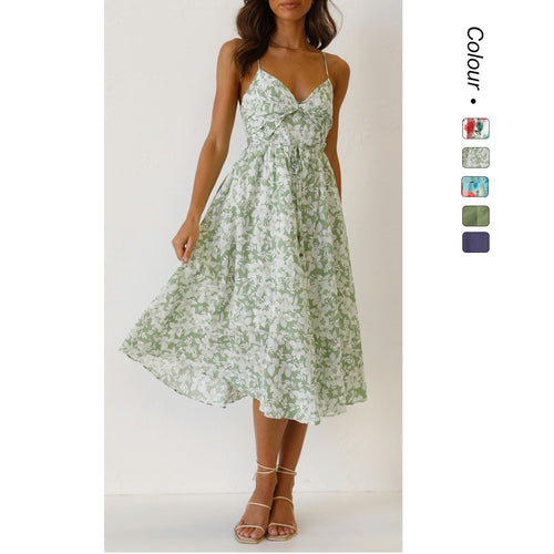 Damen Midikleid mit elegantem Wickeldesign und floralem Mustermix EB