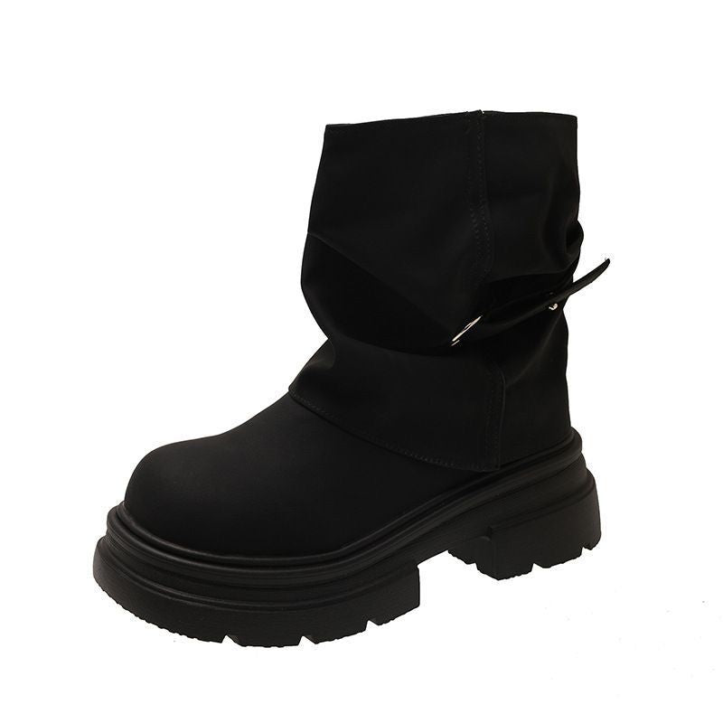 Damen Modische Winterboots mit elegantem Falten-Design EB