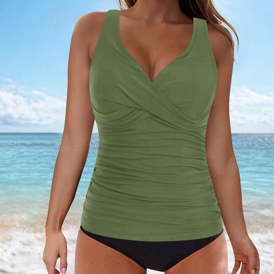 Damen Wickel-Tankini-Oberteil mit figurbetonendem Schnitt EB