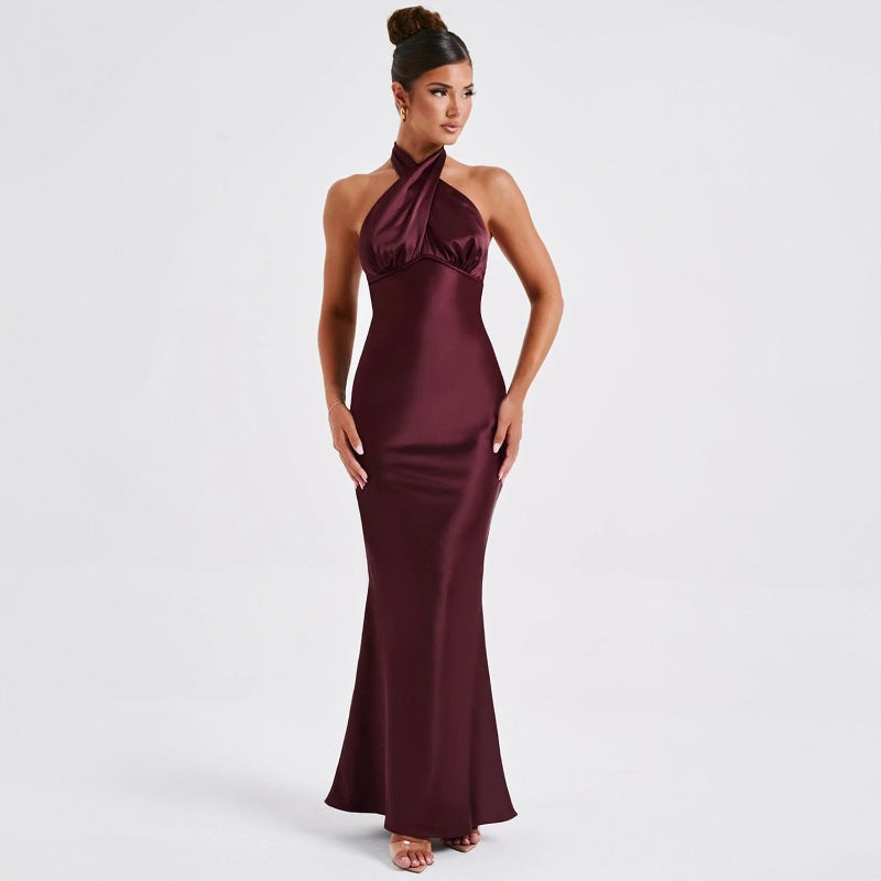 Damen Elegantes Maxikleid mit raffinierter Wickeloptik und schulterfreiem Design EB