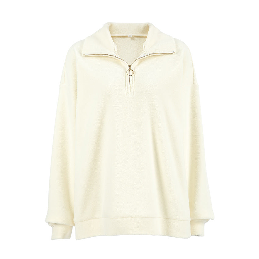 Damen Wärmender Fleece-Pullover mit hohem Kragen undziehbarem Reißverschluss EB
