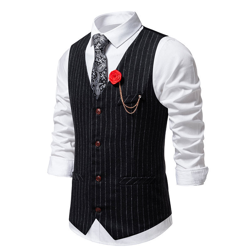 Herren elegante Anzugweste mit feinem Nadelstreifen und praktischen Taschen EB