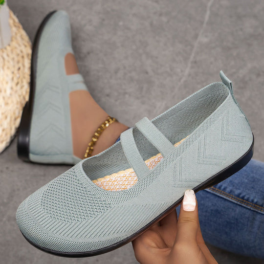 Damen bequeme Ballerinas mit elastischen Riemen und atmungsaktiver Mesh-Oberfläche EB