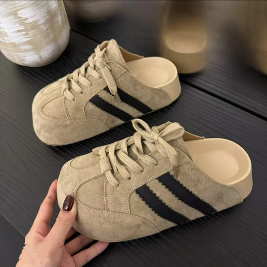 Damen Clogs im sportlichen Design mit hochwertigem Wildleder und klassischer Schnürung EB