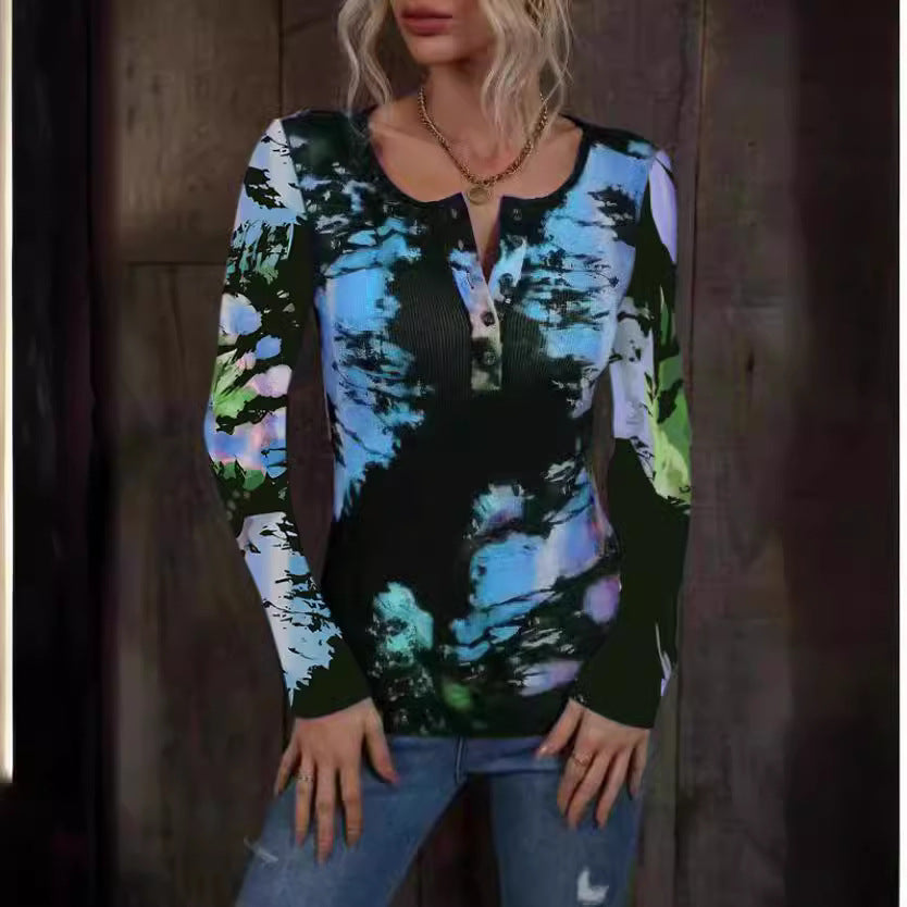 Damen Langarmshirt mit buntem Farbverlauf EB