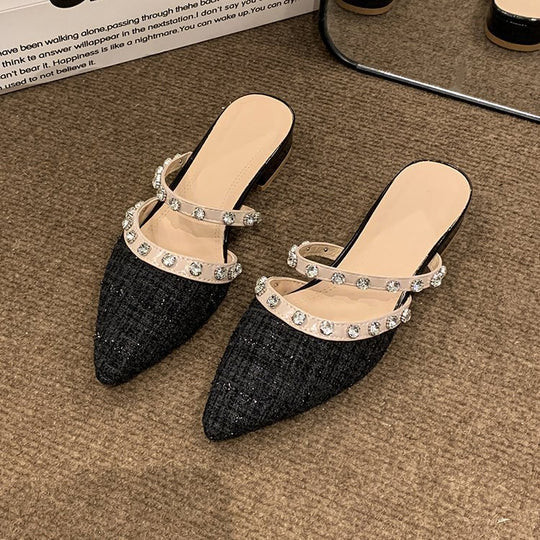 Damen elegante Mules mit funkelnden Strassdetails EB