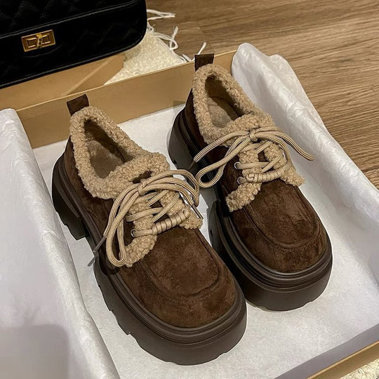Damen Komfortable Sneakers mit flauschiger Kragen EB