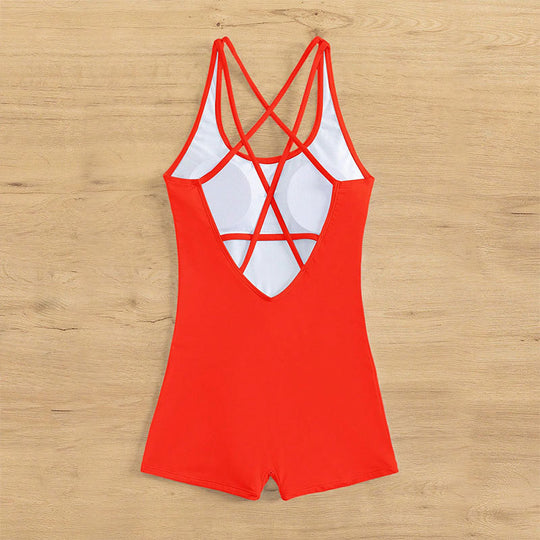 Damen Einteiler Badeanzug mit modernem Cross-Back-Design EB