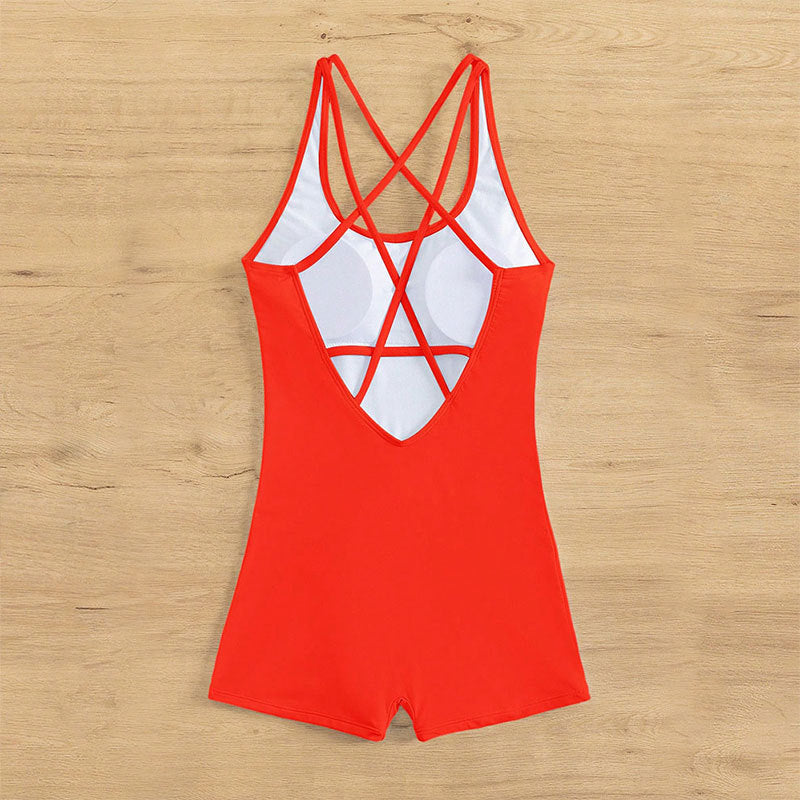 Damen Sportlicher Einteiler Badeanzug EB