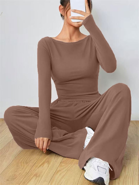 Damen Lässiges Oberteil und weite Hose Set EB
