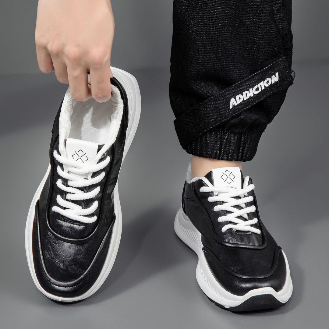 Damen Sportliche Leder Sneakers mit dämpfender Laufsohle und atmungsaktiver Konstruktion EB