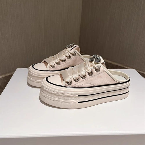 Damen modische Slip-On Sneakers mit glänzenden Details und komfortabler Sohle EB