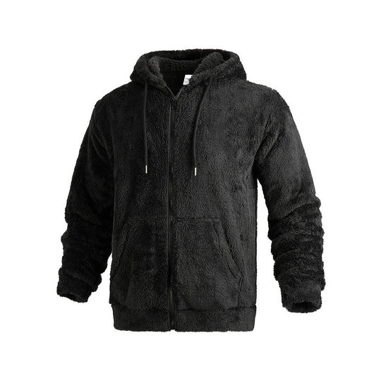 Herren kuschelige Fleecejacke mit Kapuze EB