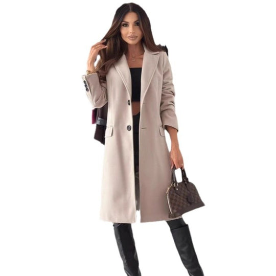 Damen Klassischer Oversized-Mantel mit elegantem Reverskragen und praktischen Taschen EB