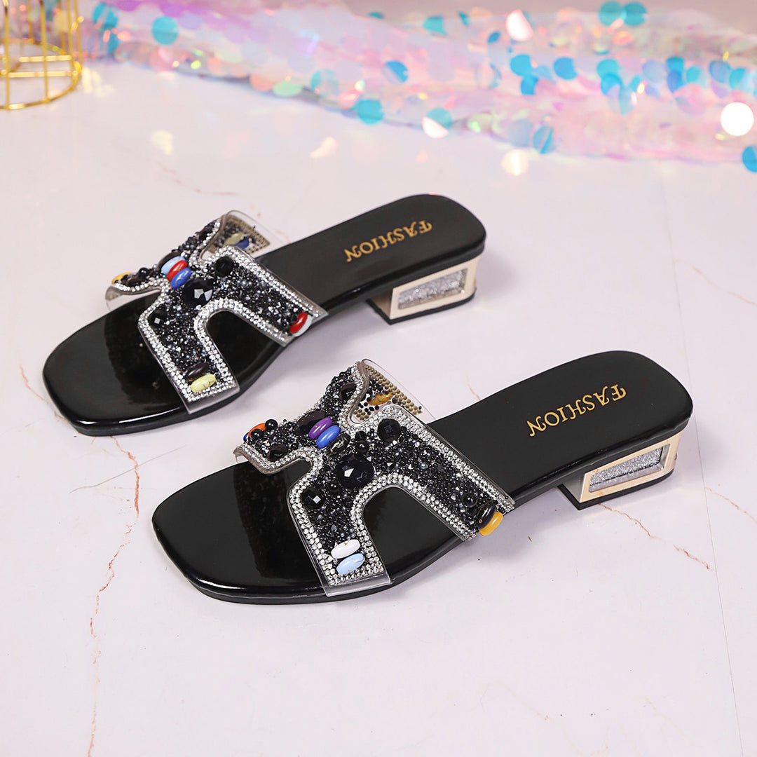 Damen Glamouröse Slipper mit funkelndem Dekor und bequemer Sohle EB