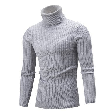 Herren stilvoller Rollkragenpullover mit Zopfmuster EB