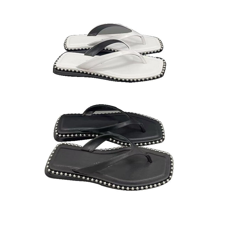 Damen modische Flip-Flops mit Perlenschmuck EB