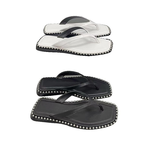 Damen modische Flip-Flops mit Perlenschmuck EB