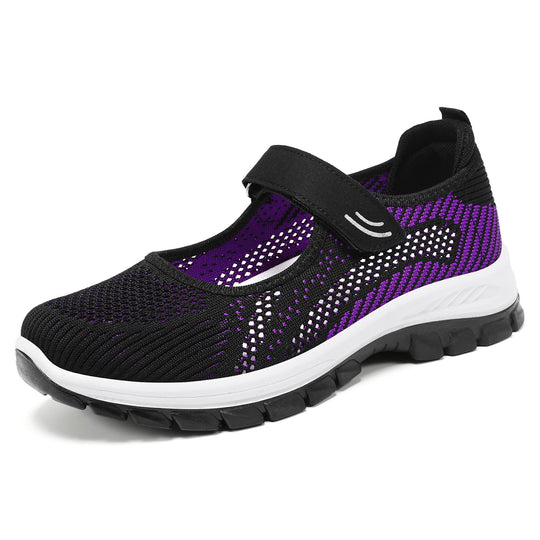 Damen Sportliche Slip-On Sneakers mit verstellbarem Klettverschluss und atmungsaktivem Obermaterial EB