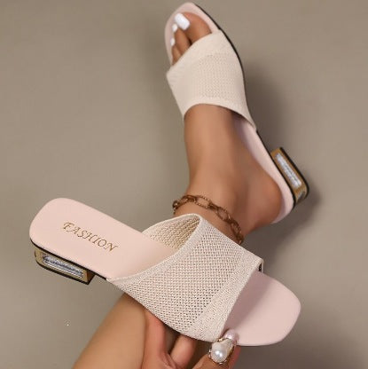 Damen Komfortable Mules mit transparenter Absatzgestaltung EB