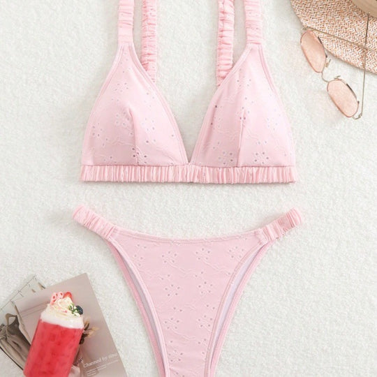 Damen Triangel-Bikini-Set mit verspieltem Rüschendesign EB