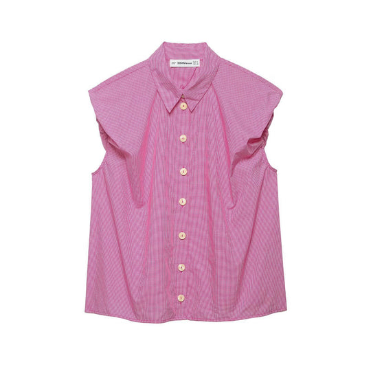 Damen Kurzarm Bluse mit modernen Streifen und eleganter Knopfleiste EB