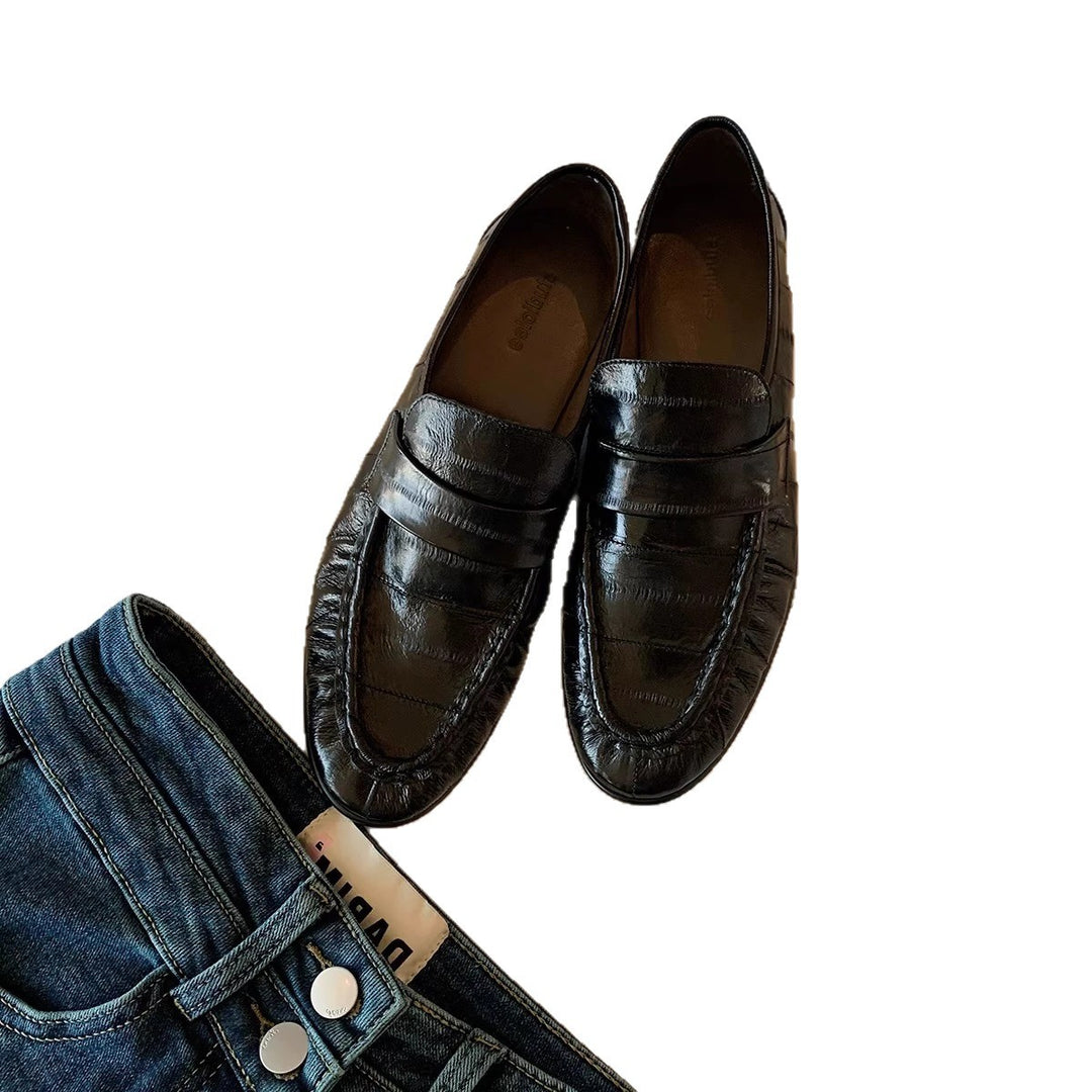 Damen Mokassins mit hochwertigem Lederdesign und modischem Riemen EB