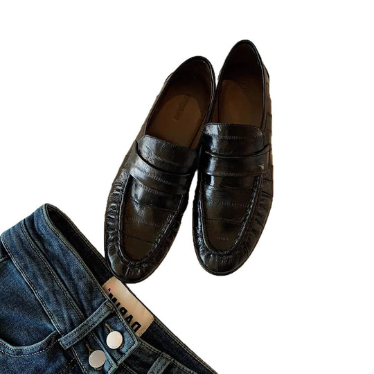 Damen Mokassins mit hochwertigem Lederdesign und modischem Riemen EB
