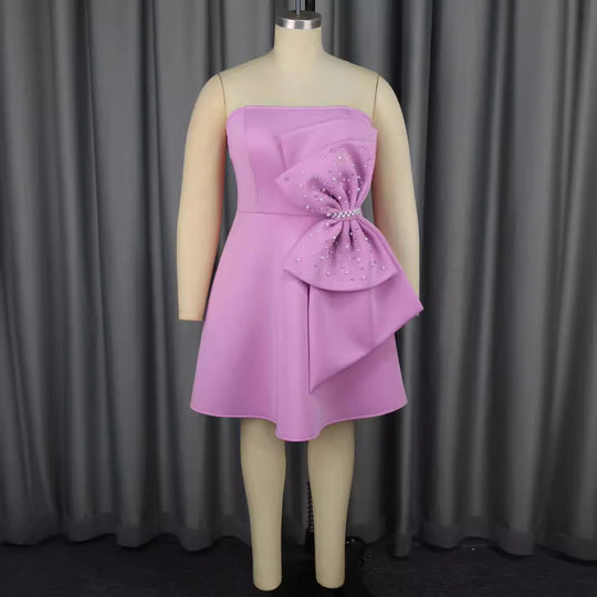 Damen Strapless Cocktailkleid mit hochwertigem Rüschendetail und funkelnden Perlen EB